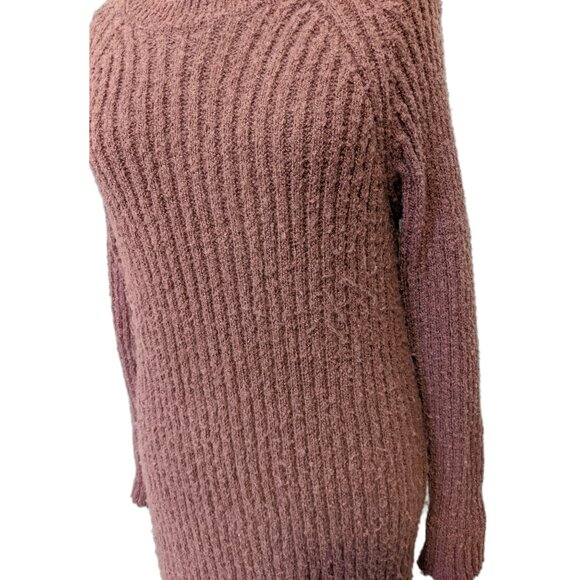 Dreamers Knit Sweater Midi Dress Fall Ribbed Fuzzy Cozy Long Sleeve Rust Red L - Picture 4 of 9